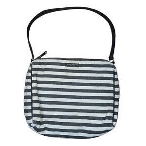 KATE SPADE Gray and Cream Striped Casual Shoulder Bag Purse